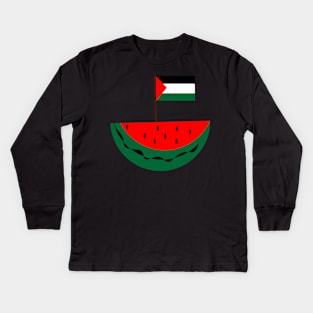 watermelon and palestinian flag Kids Long Sleeve T-Shirt